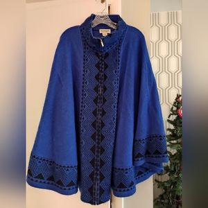 Serengeti blue wool poncho